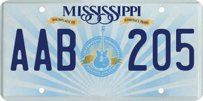 MS license plate AAB205