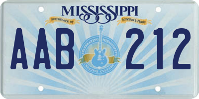 MS license plate AAB212