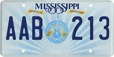 MS license plate AAB213