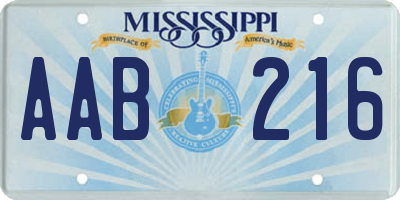 MS license plate AAB216