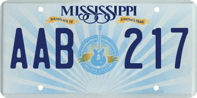 MS license plate AAB217