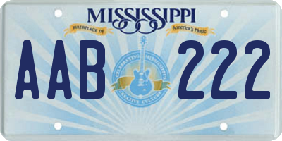 MS license plate AAB222