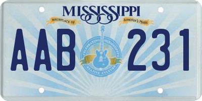 MS license plate AAB231