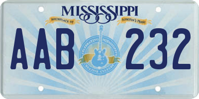 MS license plate AAB232