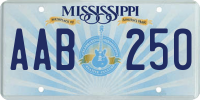 MS license plate AAB250