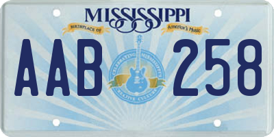 MS license plate AAB258