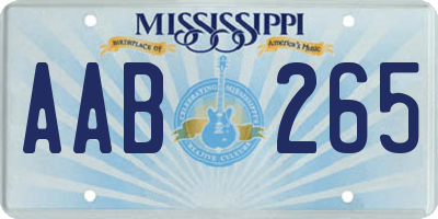 MS license plate AAB265