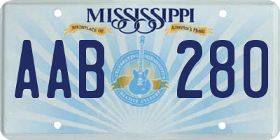 MS license plate AAB280