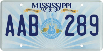 MS license plate AAB289