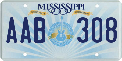 MS license plate AAB308