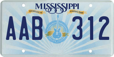 MS license plate AAB312