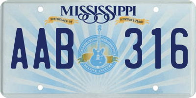 MS license plate AAB316