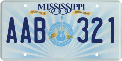 MS license plate AAB321