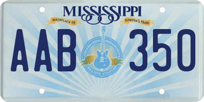 MS license plate AAB350