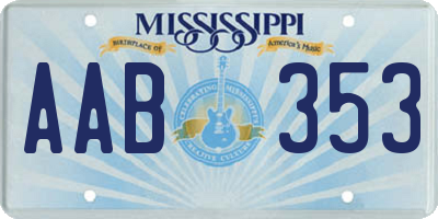 MS license plate AAB353