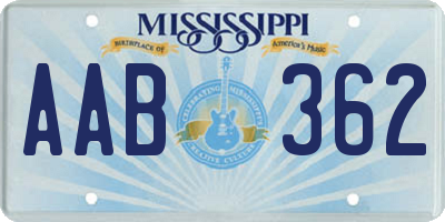 MS license plate AAB362