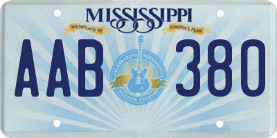 MS license plate AAB380