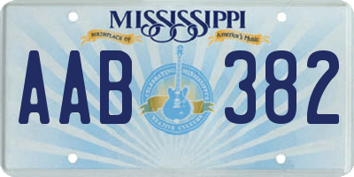 MS license plate AAB382