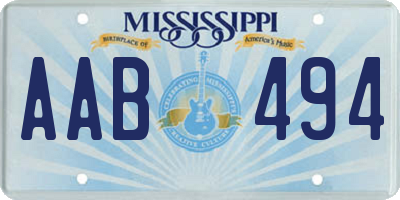 MS license plate AAB494