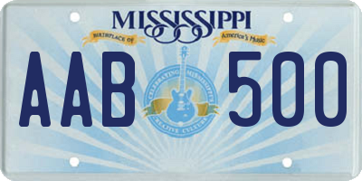 MS license plate AAB500