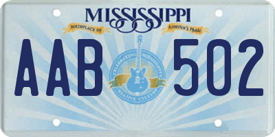 MS license plate AAB502