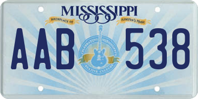 MS license plate AAB538