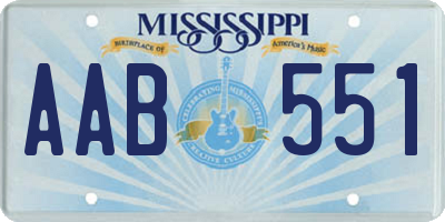 MS license plate AAB551