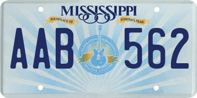 MS license plate AAB562