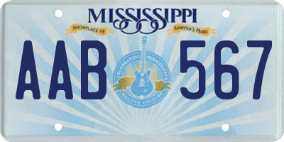 MS license plate AAB567
