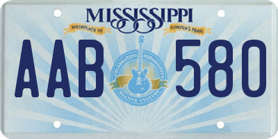 MS license plate AAB580