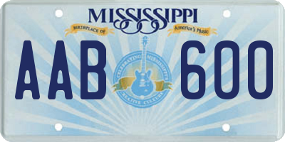 MS license plate AAB600