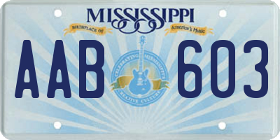 MS license plate AAB603