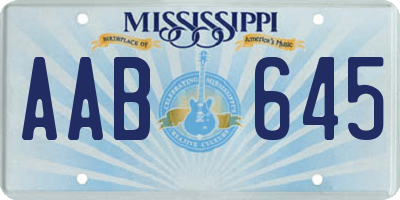 MS license plate AAB645