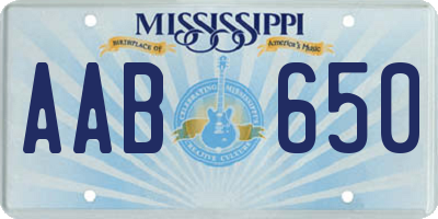 MS license plate AAB650