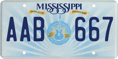 MS license plate AAB667