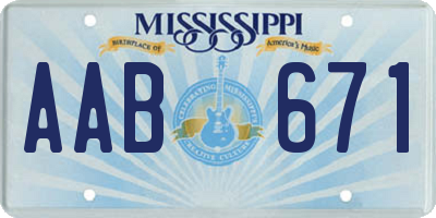 MS license plate AAB671