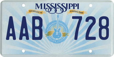 MS license plate AAB728