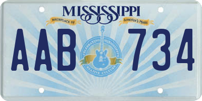 MS license plate AAB734