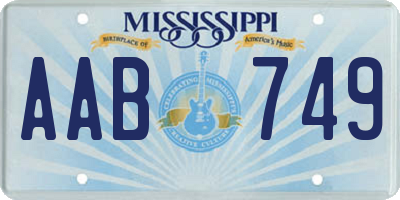 MS license plate AAB749