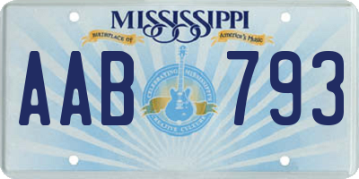MS license plate AAB793