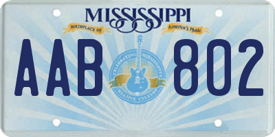 MS license plate AAB802