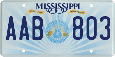 MS license plate AAB803