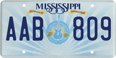 MS license plate AAB809