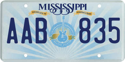 MS license plate AAB835