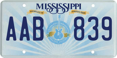 MS license plate AAB839