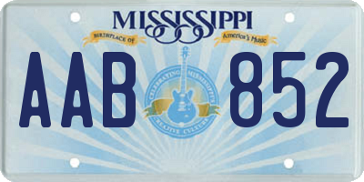 MS license plate AAB852
