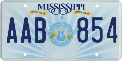 MS license plate AAB854