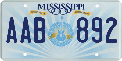 MS license plate AAB892