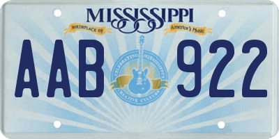 MS license plate AAB922