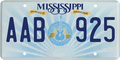 MS license plate AAB925